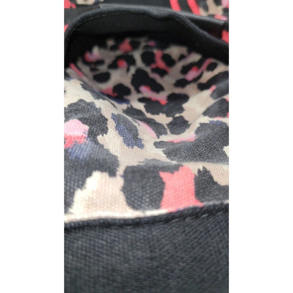 Victoria’s Secret Travel Bag Duffle Beach Tote Cotton Black Pink Leopard Print
